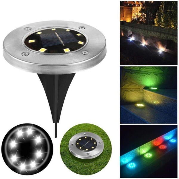 Foco Luz Solar Para Jardin Piso Embutir A Bateria 8 Led X20 Foco Luz Solar Para Jardin Piso Embutir A Bateria 8 Led X20