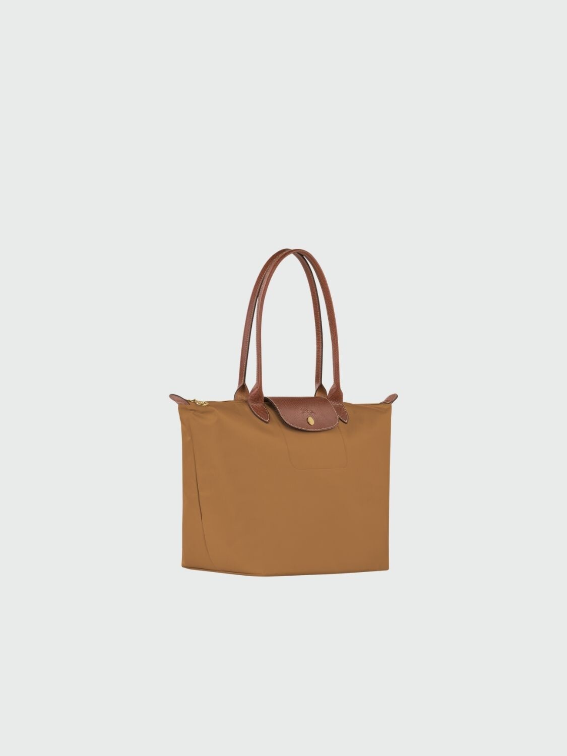 Longchamp -Cartera Longchamp plegable de nylon con cierre y asa larga, Le pliage L Beige