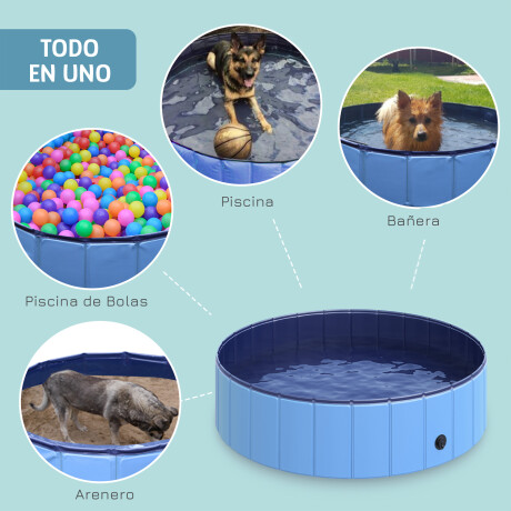 Piscina Plegable Para Mascota 100x30cm PVC Antideslizante Celeste