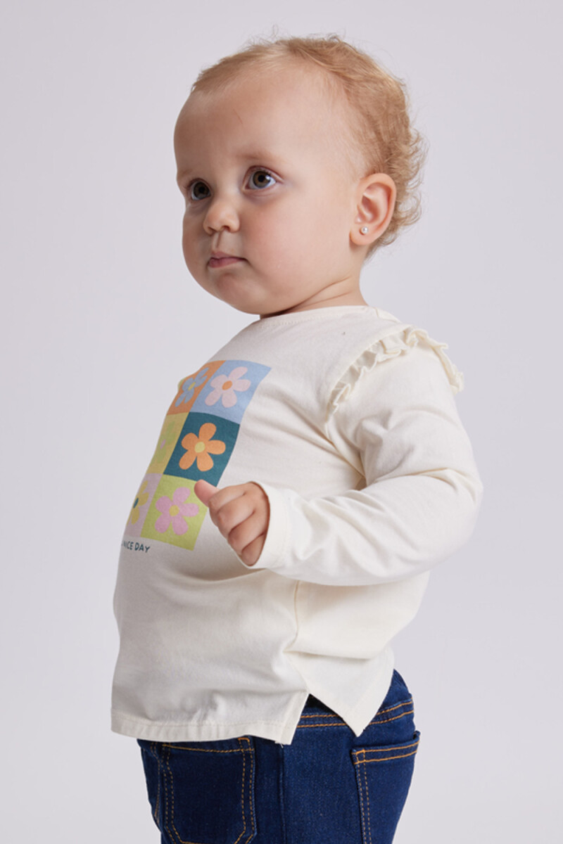 Remera manga larga Flores Crudo
