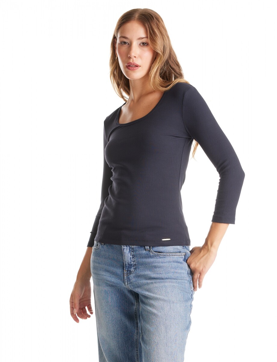 Remera Basica Ribs - Marino 