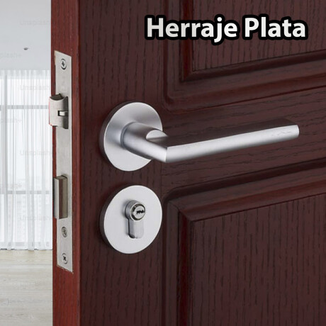 Puerta Desarmada Interior en MDF con Marco y Cerradura Lumax Marrón Claro Lisa Herraje Plateado