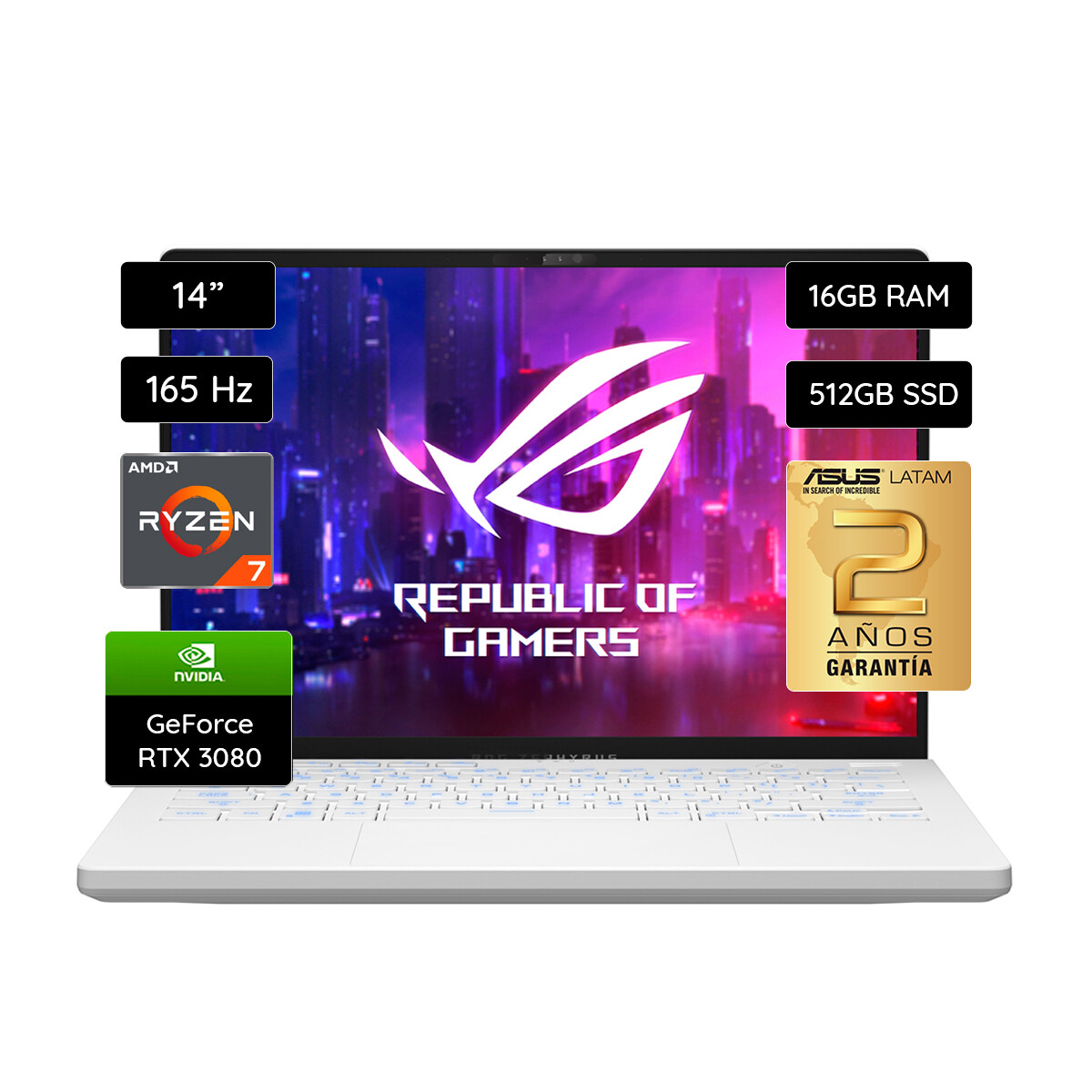 Notebook Gamer ROG Zhephyrus G14 14" Ryzen 7 7735hs 512Gb Ssd / 16Gb Ram GA402NU-N2068W White