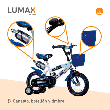 Bicicleta Rodado 14 Con Canasto Y Caramañola Niño Niña Lumax Azul