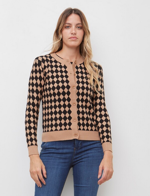 Cardigan Rombos NEGRO/TOSTADO