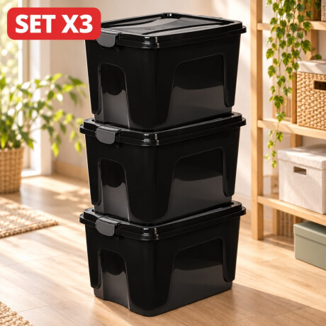 Set x3 Caja organizadora 65 lts NEGRO