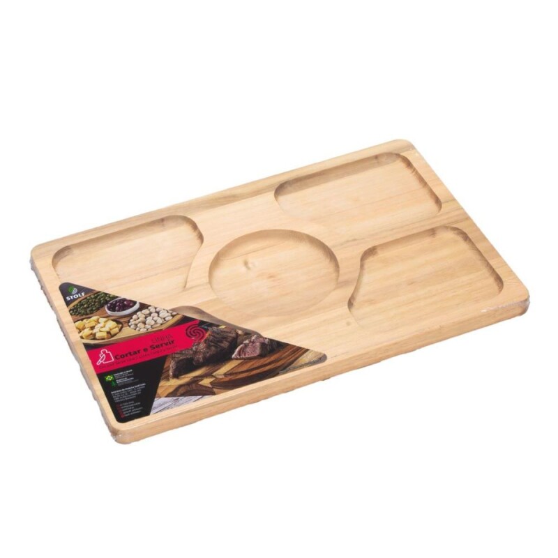 Bandeja de madera para picada 5 divisiones MADERA