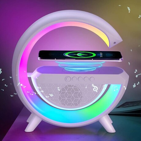 Parlante Bluetooth c/ Luz RGB y Carga Rápida Inalámbrica Cel Blanco