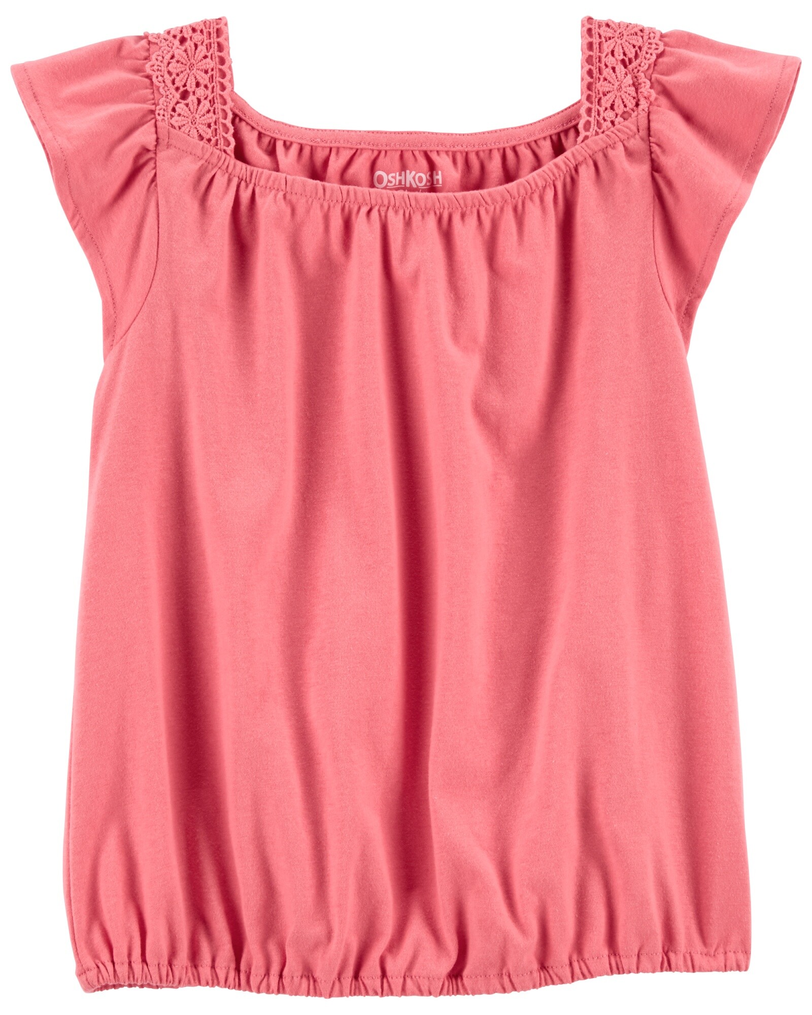 Blusa de algodón mangas con volados y broderie Sin color