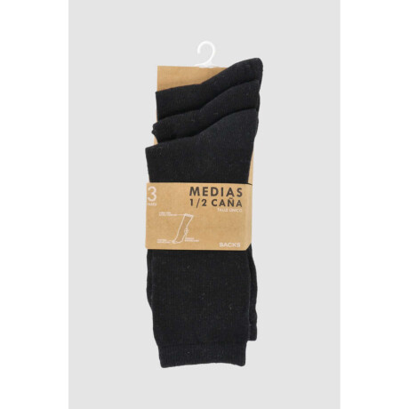 Pack de tres medias lisas. de algodón. en varios colores sur Negro