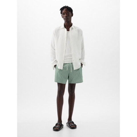 6 INCH SWIM SHORT GREEN STRIPE
