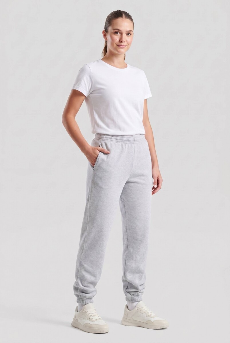 Pantalón dep clásico c/puños elásticos - UNISEX - Gris melange claro 