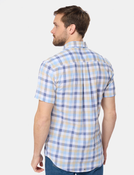 CAMISA LINO A CUADROS Azul