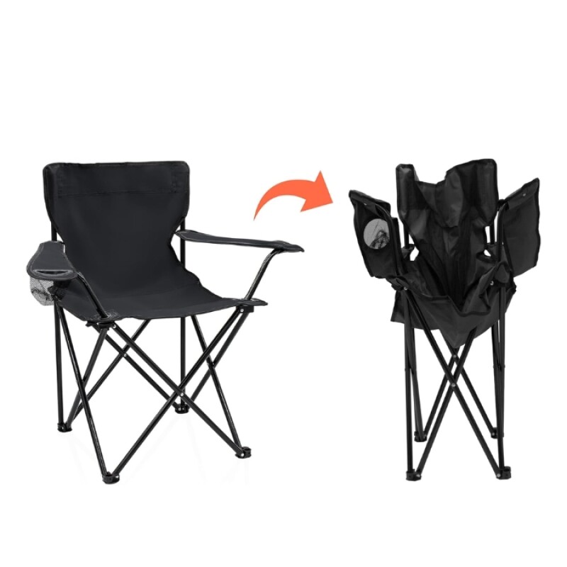 Silla plegable capitán con apoya brazos Negro