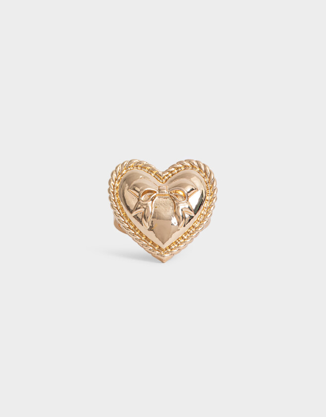Anillos Medianos y Grandes Con corazón Anillo Metal Corazón - Dorado