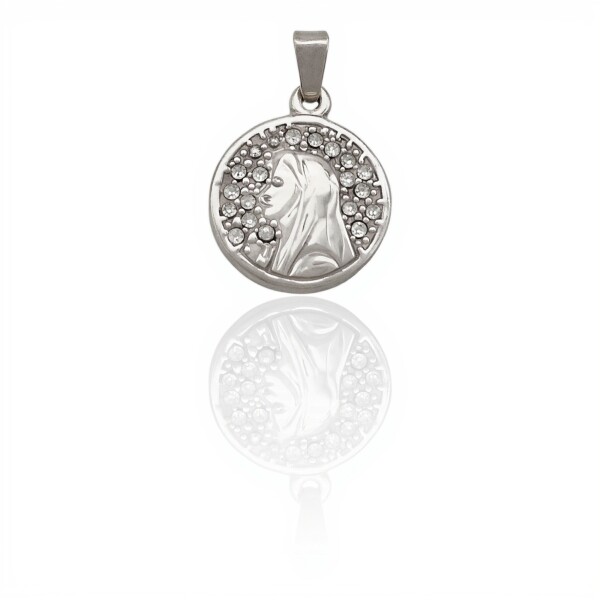 Dije Medalla Virgen Niña-Plata 925-Piedra Zirconia-CP3012 conpiedra