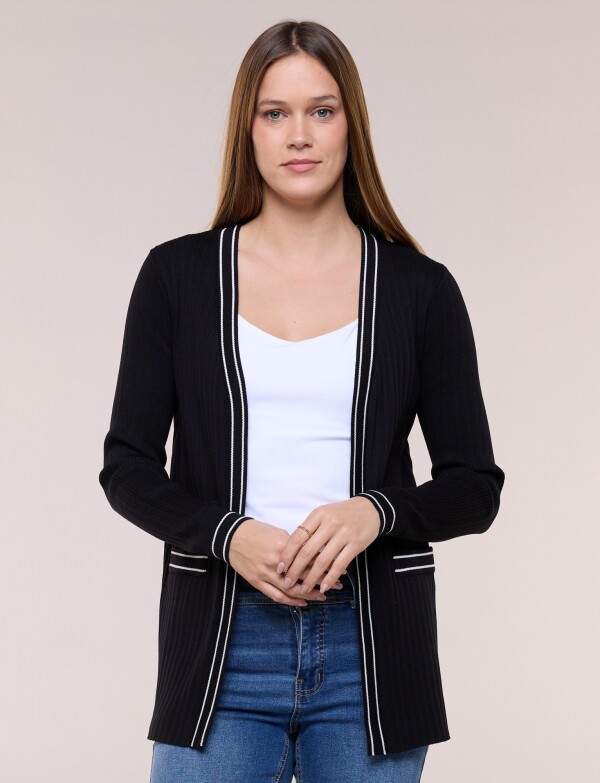 Cardigan Ribete NEGRO
