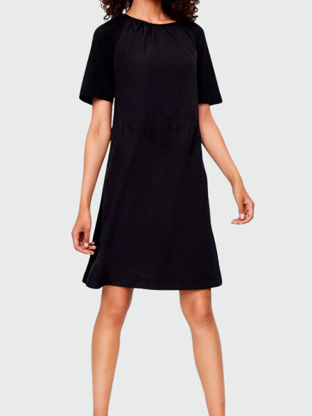 Moncler -Vestido de algodón con cintura ajustable Negro