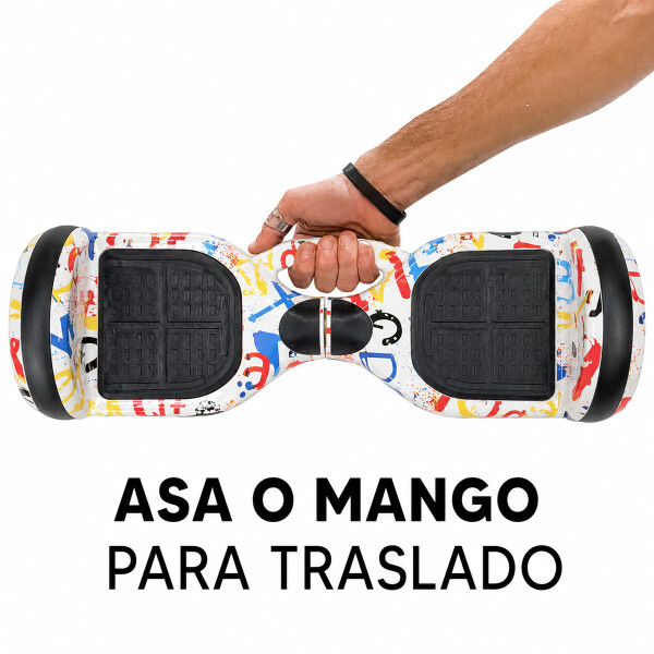 Combo De Skate Eléctrico 6.5" Con Luces Y Bluetooth + Asiento Para Hoverboard BLANCO
