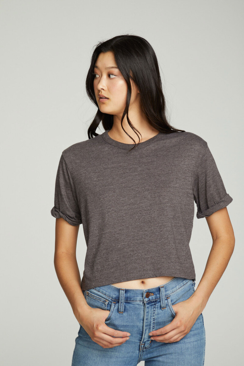 CROPPED CREW NECK SS TEE Gris