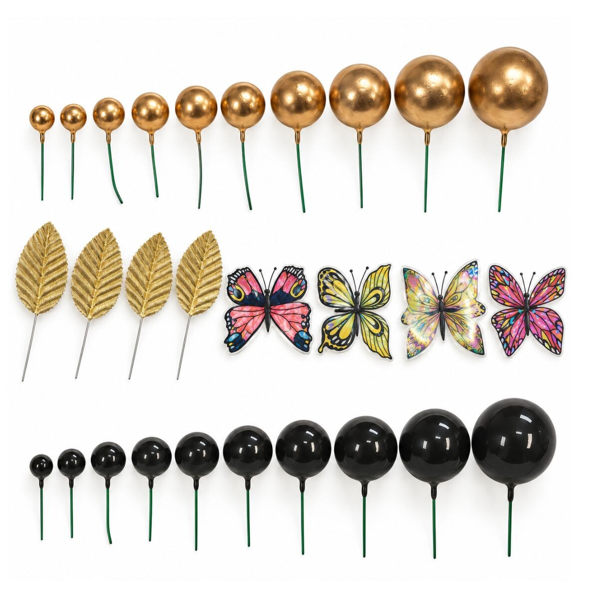Topper Mariposas y Esferas - Negro 