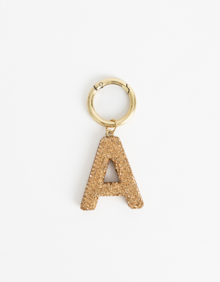 Llavero Strass Llavero Y Bag Charm Strass Letra "a" - Dorado Oro Claro
