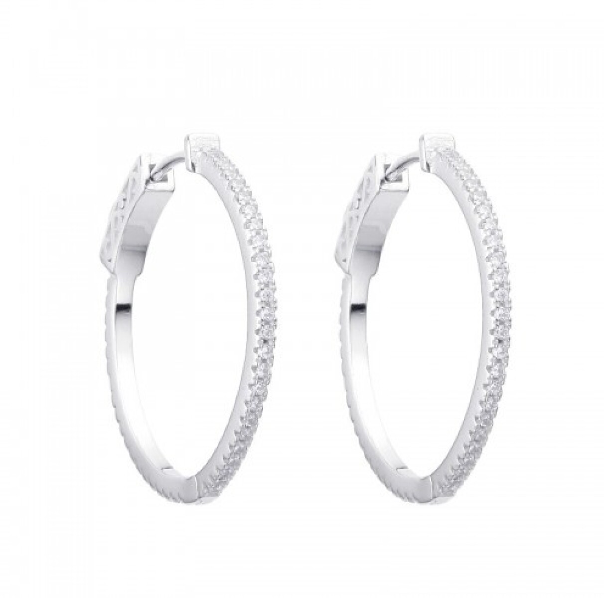 Par de aros de plata 925 con circonias. 