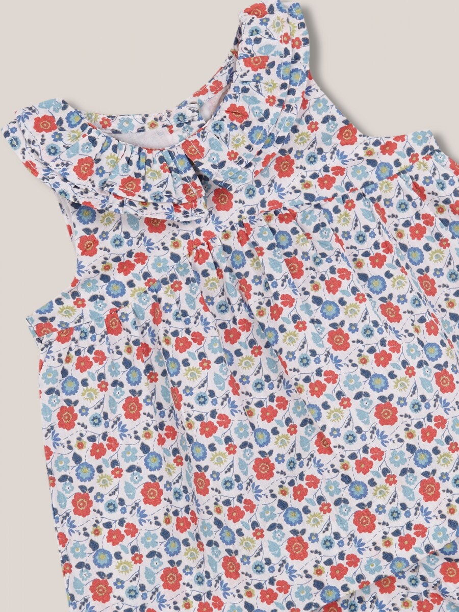 Vestido De Flores Gris