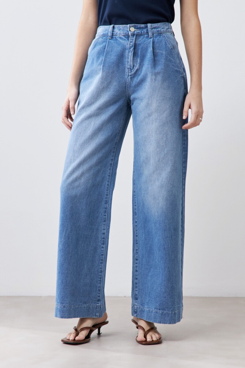 Pantalón de jean con pinzas jean medio