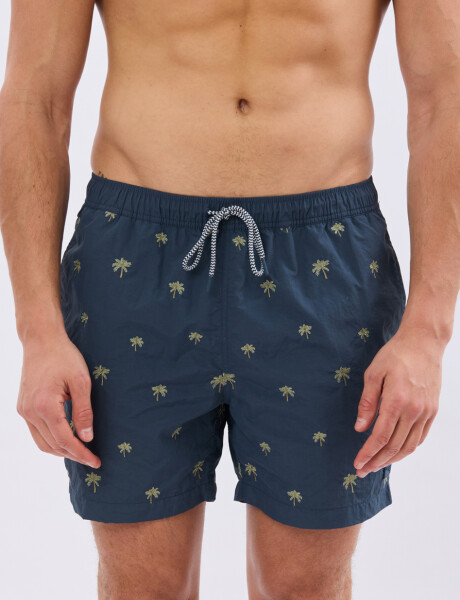 SHORT DE BAÑO BORDADO Azul