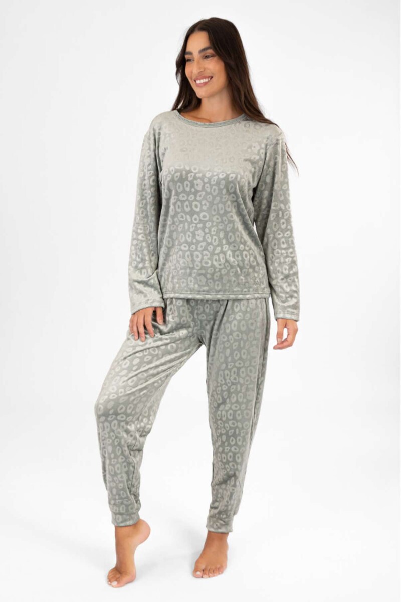 Pijama winola velour animal - Verde claro 