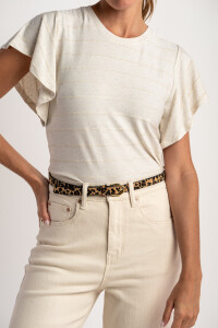 Remera Manga Volado Beige Melange