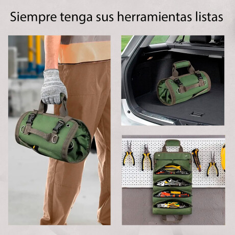 Bolso Herramientas Enrollable Organizador Práctico Verde