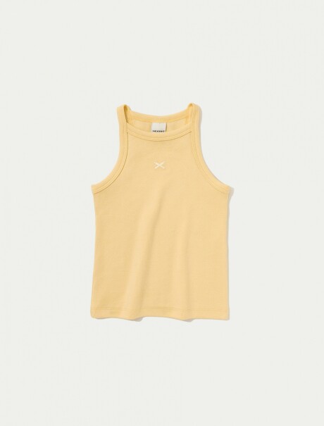 MUSCULOSA CON BORDADO EN TELA ACANALADA AMARILLO