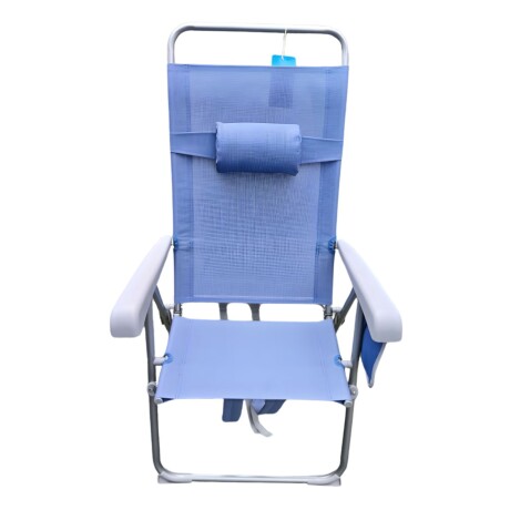 Silla Reposera de Playa Tipo Mochila con Almohada y Bolsillo Azul Claro