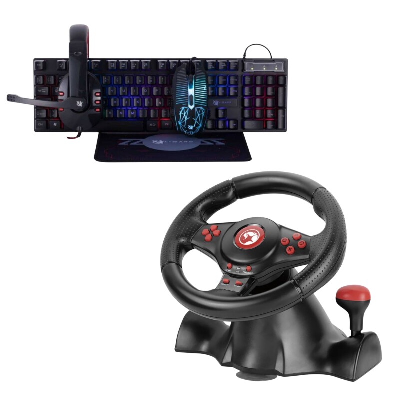 Combo Gamer Kit Completo + Volante Gamer Simulador Combo Gamer Kit Completo + Volante Gamer Simulador