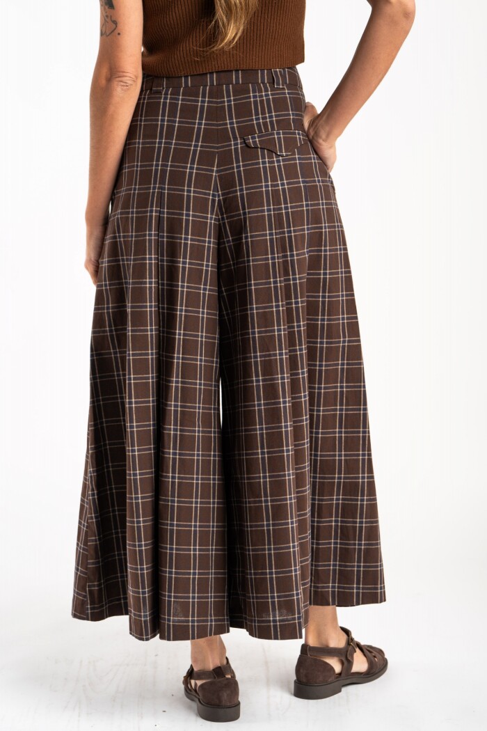 Pantalón Extra Wide Cuadros Marino
