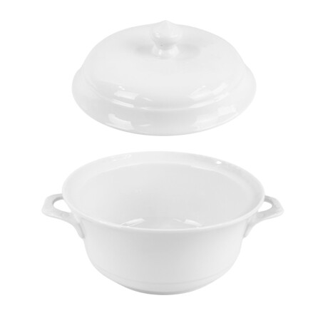 Sopera de ceramica blanca con tapa y asas Sopera de ceramica blanca con tapa y asas