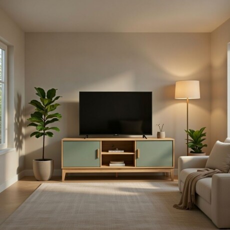 RACK APARADOR PARA TV 2 PUERTAS EN MADERA MACIZA VERDE