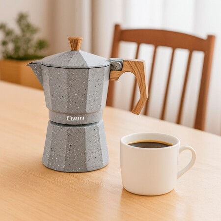 CAFETERA ITALIANA CUORI LATTE-6 TAZAS GRIS