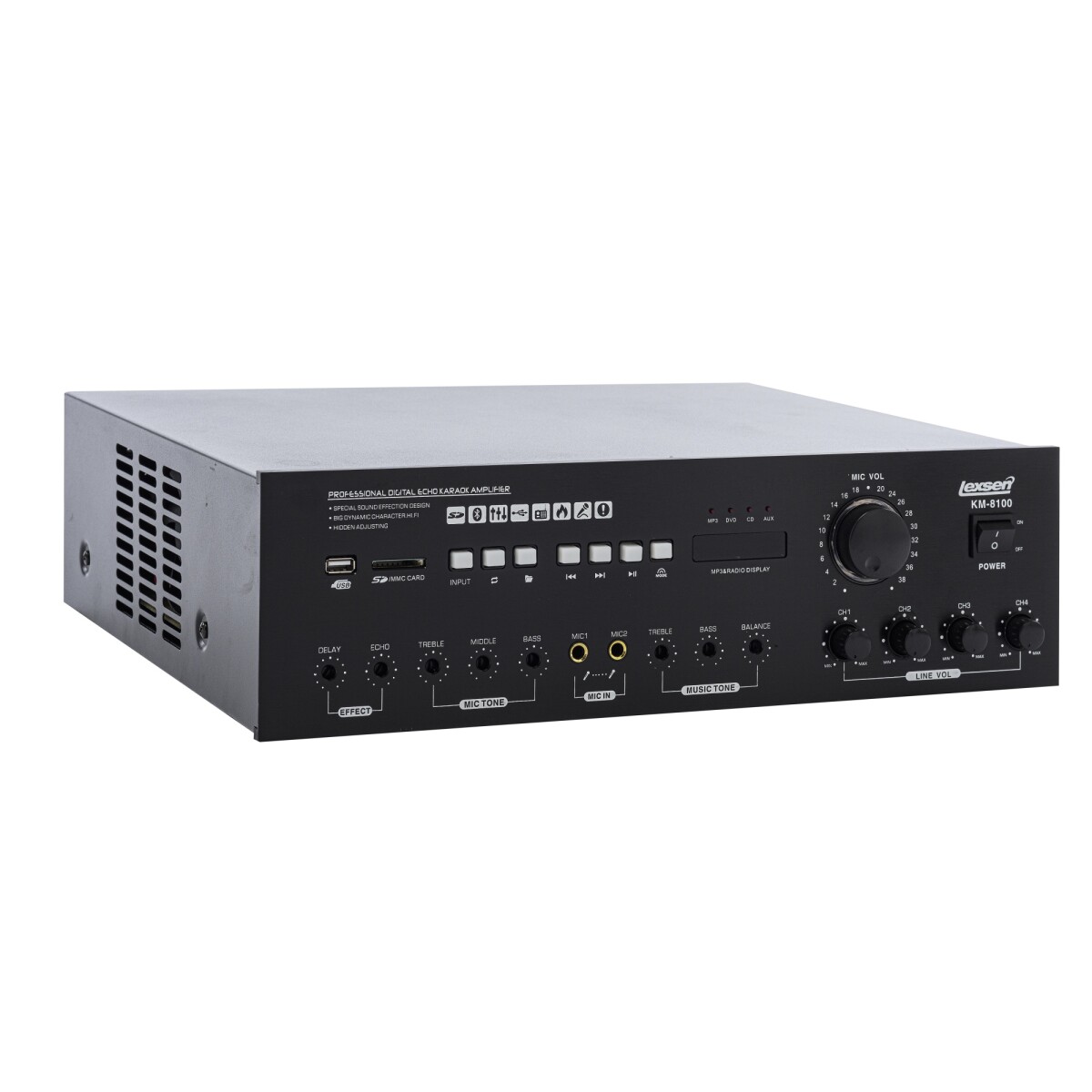 POTENCIA PARA INSTALACIÓN LEXSEN KM8100 180W 4CH BT USB 