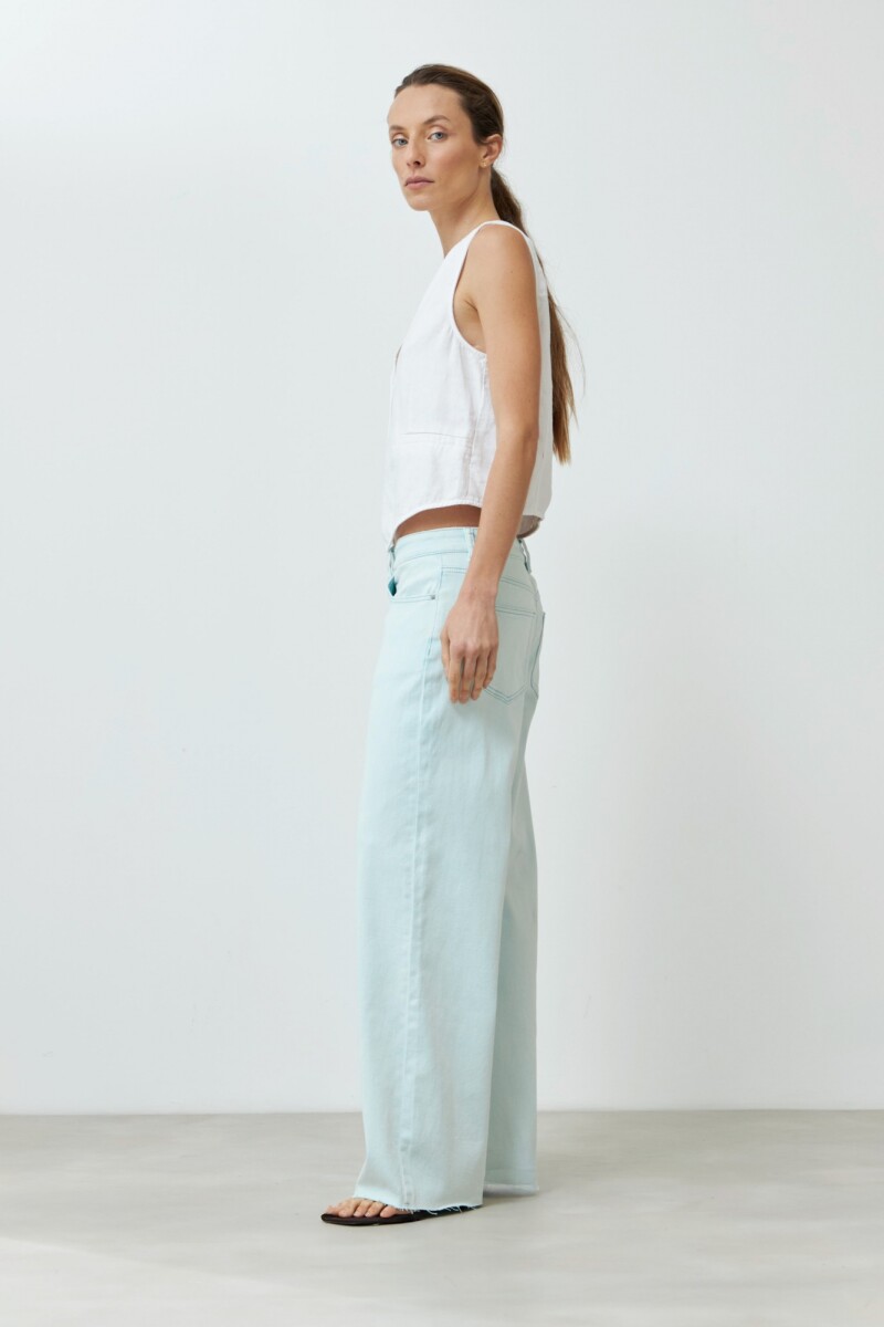 Jeans wide leg Alanis verde agua