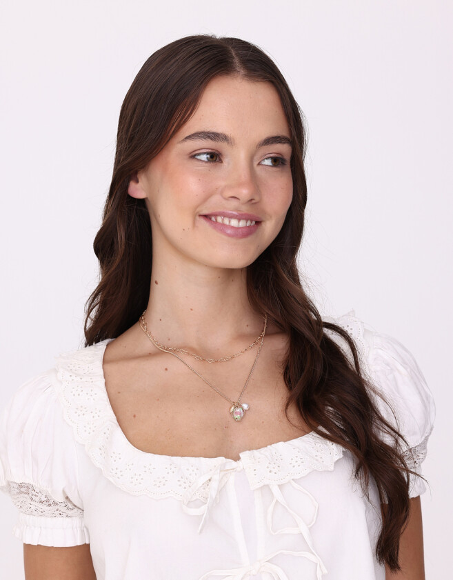 Collares Cortos Con corazón Collar Corto Con Corazón - Dorado