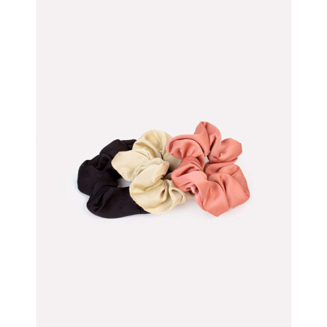 Set De Scrunchies Combinacion Tricolor