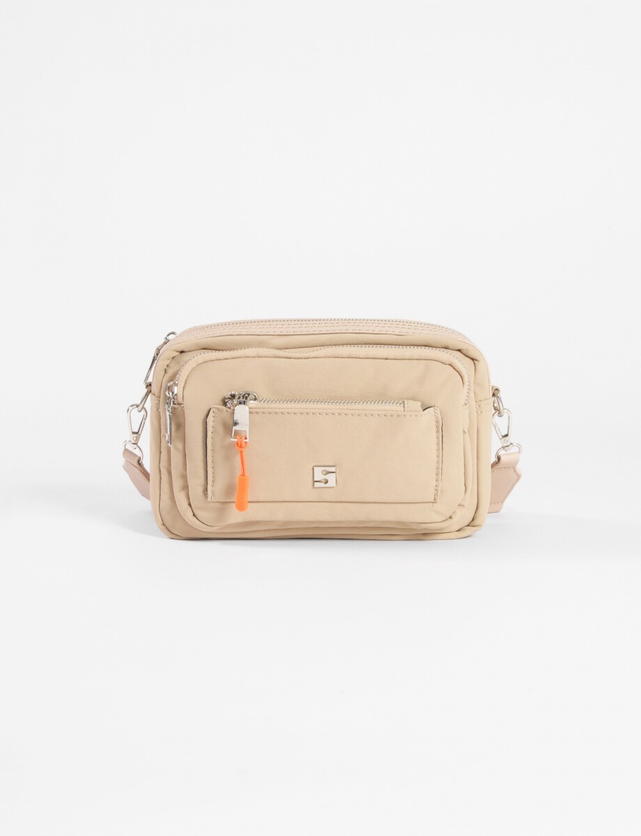 Bandolera bolsillos de tela - beige 