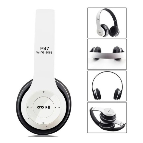 Auriculares Manos Libres Bluetooth Mp3 Radio Fm Sd Calidad Variante Color Blanco