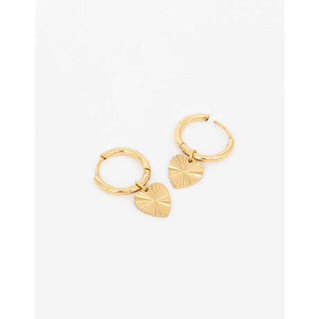 Aros Argolla Acero Corazón Dorado