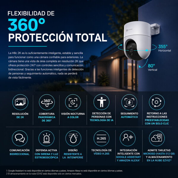 Cámara Seguridad Ezviz H8c Pro 2k 3m Wifi Ptz CAMARA WIFI EZVIZ CS-H8C PRO 2K 3MP