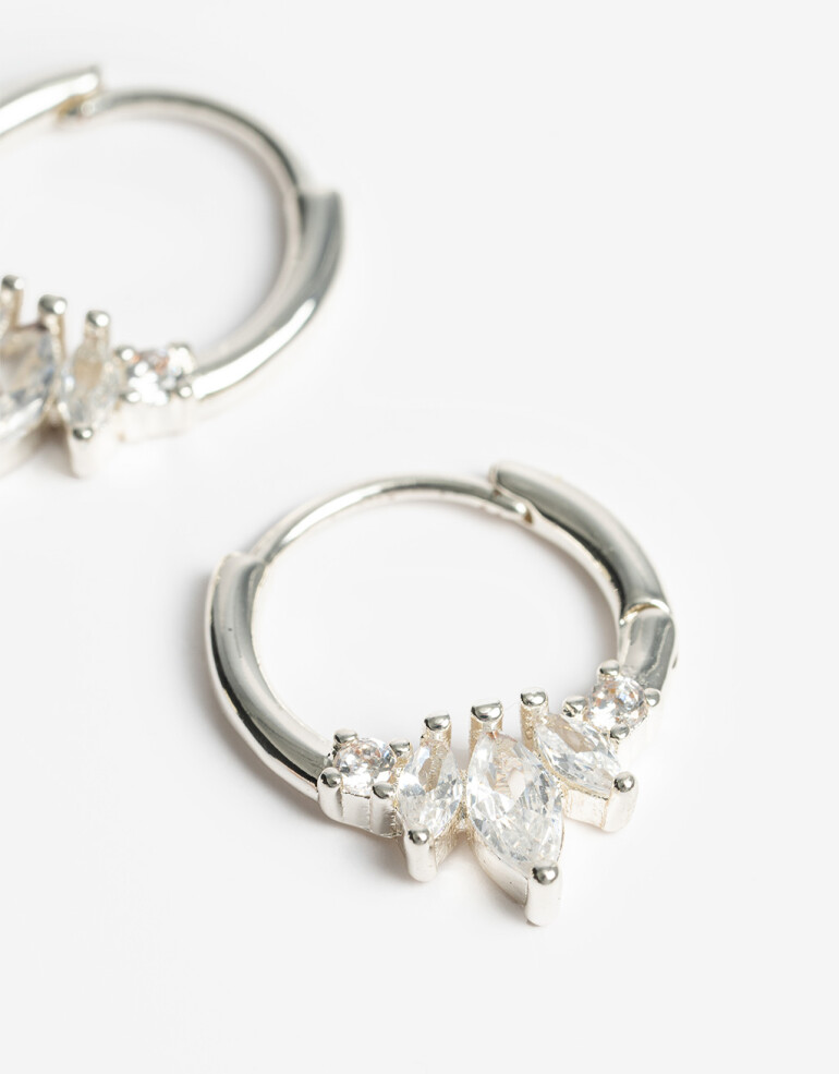 Aros Argollas Cubic zirconia Argollas Con Cubic Zirconia - Plateado