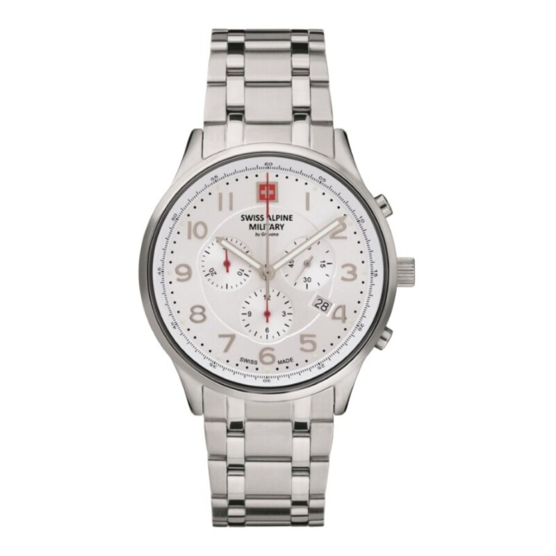Reloj Swiss Alpine Military Skymaster 7084.9132 para hombre con correa de acero Plateado